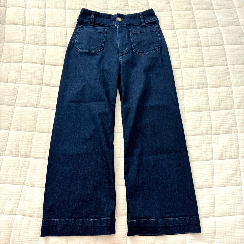 The Colette Cropped High-Rise Wide-Leg Jeans by Maeve